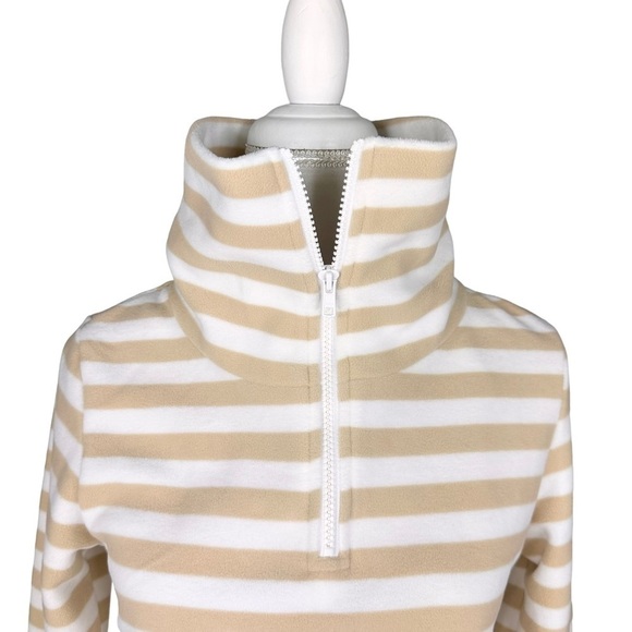 NWOT Dudley Stephens turtleneck zip white tan stripe fleece prospect pullover XS - Picture 3 of 16
